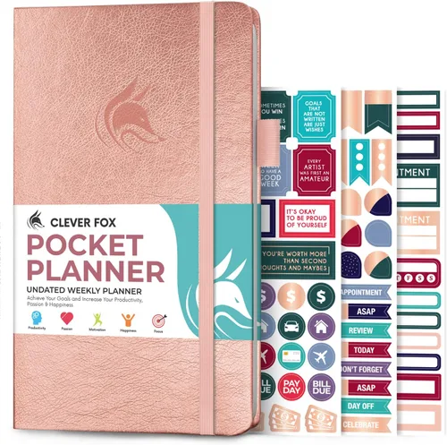 Vista 15 de Clever Fox Agenda de bolsillo semanal – Agenda mensual sin fecha y calendario, mini planificador perfecto para bolso, 3.7 x 6.7 pulgadas