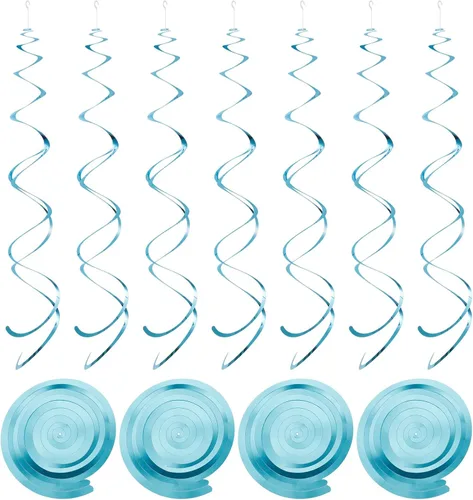 Vista 13 de MECCANIXITY 30 piezas negras colgantes de doble tira para colgar decoraciones de techo de plástico para fiestas de cumpleaños con gancho