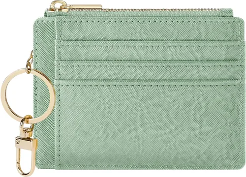 Vista 15 de Sodsay Estuche para tarjetas, cartera delgada con bolsillo frontal, para mujer, sujetatarjetas con llavero Slim, Front Pocket, Credit Card Holder