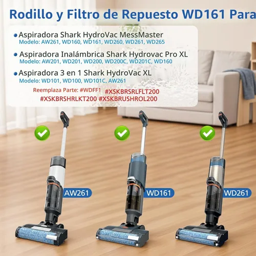 Vista 2 de WD161 Rodillo y filtro de repuesto para Shark HydroVac MessMaster Wet Dry