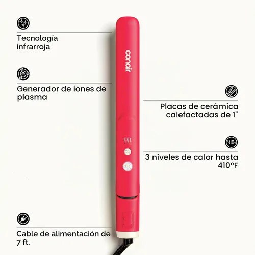 Vista 2 de Infiniti PRO CONAIR - Plancha plana infrarroja de 1 pulgada, alisador de cabello para resultados suaves y brillantes, plancha de pelo de peinado Baya