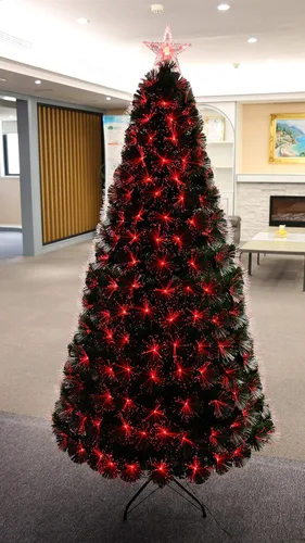 Vista 7 de Árbol de Navidad de fibra óptica LED de 7 colores con cambio de color, preiluminado (4 pies)
