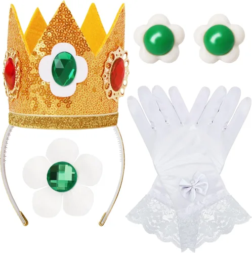 Vista 4 de ICECUTE Vestidos de princesa de margaritas para niñas, disfraz de princesa de margarita, disfraces de Halloween con accesorios