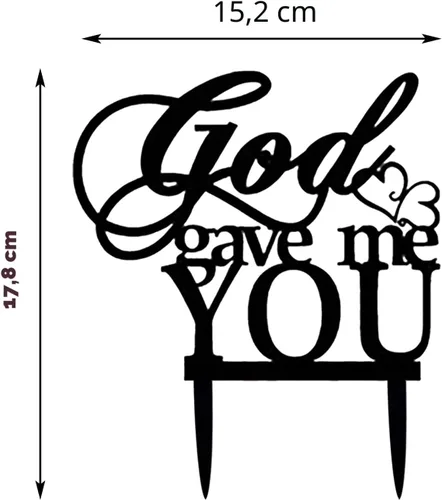 Vista 2 de Decoración para tartas de boda God Gave Me You (negro)