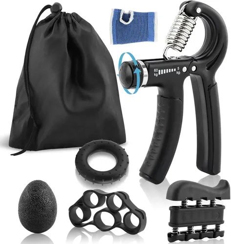 Vista 3 de Kit de entrenamiento de fuerza de agarre, 5 fortalecedores de agarre de mano ajustables con bolsa de almacenamiento y guante, fortalecedor