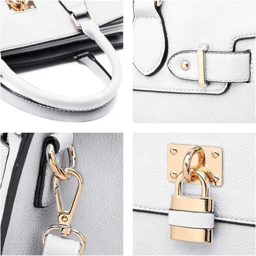 Vista 6 de Bolso de mano y bolsos para mujer con asa superior de avestruz bolsa de trabajo con cartera