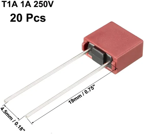 Vista 2 de uxcell® 20pcs DIP montado en miniatura cuadrado lento golpe micro fusible T1A 1A 250V rojo