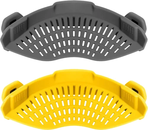 Vista 10 de AUOON - Colador con clip para todas las ollas, colador de silicona para pasta, colador de cocina para drenar fideos, grasa de carne molida