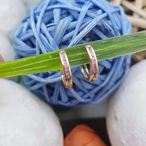 Vista 4 de Dazzlingrock Collection - Pendientes de aro pequeños de 14 quilates, oro rosa