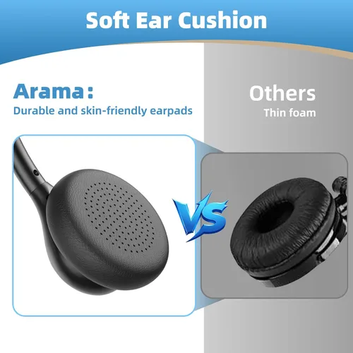 Vista 9 de Arama Auriculares USB con micrófono (A600MONO) - Cancelación de ruido, control de volumen y silencio en línea, compatible con USB-A y USB-C