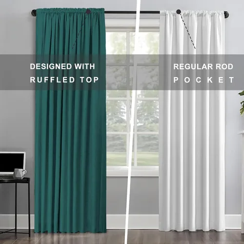 Vista 6 de 100% Blackout Shield Juego de 2 paneles de cortinas opacas de lino de 84 pulgadas de largo, cortinas opacas para dormitorio, aislamiento térmico