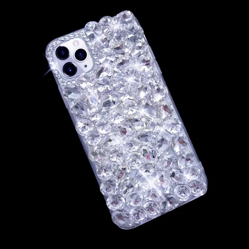 Vista 5 de Funda con purpurina para iPhone 14 Pro Max, 3D Bling Sparkle de lujo brillante con diamantes de imitación de diamantes de imitación cubierta