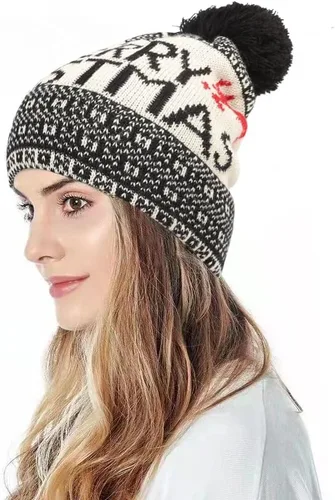 Vista 2 de Gorro de punto grueso suave y cálido para mujer y hombre, para otoño e invierno