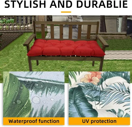 Vista 9 de Srutirbo Cojín impermeable para banco de interior/exterior, cojín antideslizante para silla columpio, cojín para sofá de dos plazas para muebles