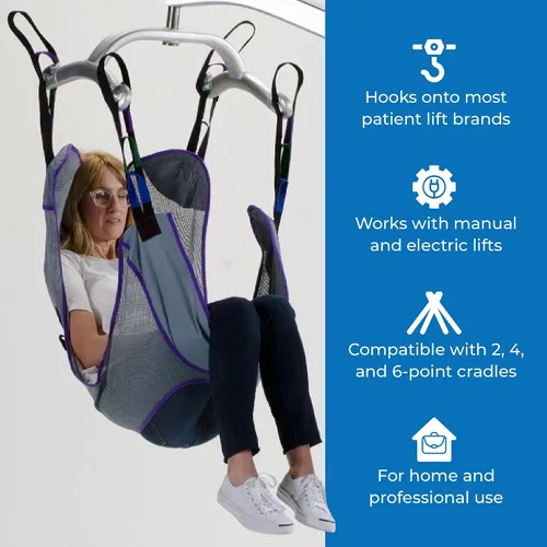 Vista 3 de Patient Aid Eslinga cómoda de cuerpo completo – Tela de malla fácil de lavar para baño y aseo – Cómodo levantamiento seguro para personas mayores