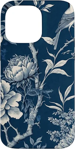 Vista 21 de Chinoiserie Floral Toile Blue and White Funda para iPhone 17