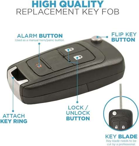 Vista 3 de Keyless2Go Repuesto para Mando a Distancia sin Llave, Llavero de Auto de 3 Botones Flip para OHT01060512