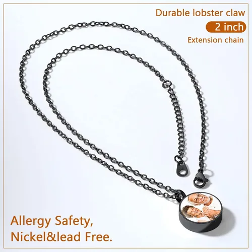 Vista 159 de FindChic Collares personalizados con urna para cenizas, barra vertical, gato, luna, reloj de arena, garra de perro, acero inoxidable, chapado en oro