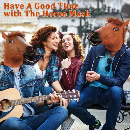 Vista 3 de Halford Unicorn Mask, Horse Mask, Funny Latex Cute Animal Full Head Mask Novelty Cosplay Party Props for Adults