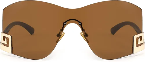 Vista 4 de WANWAN Gafas de sol para mujer y hombre, de gran tamaño, sin montura Y2K, gafas de sol envolventes