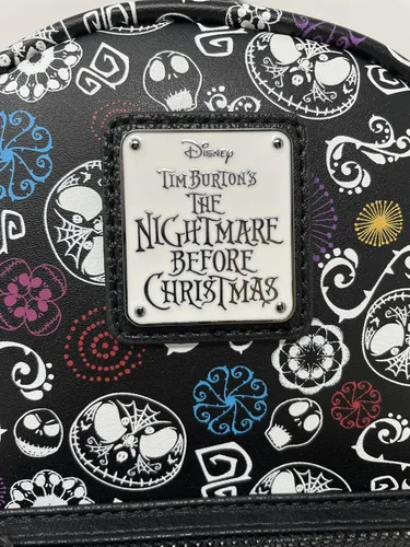 Vista 4 de Loungefly Disney NBC Sugar Skull Jack Skellington Resplandor en la oscuridad AOP, Multi