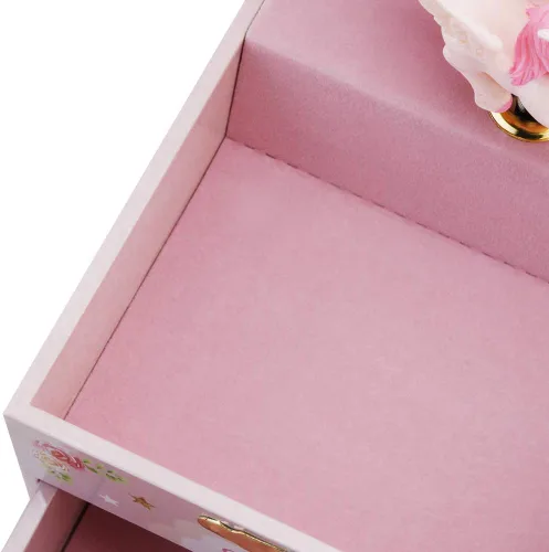 Vista 5 de RR ROUND RICH DESIGN Kids Musical Jewelry Box for Girls with Drawer and Jewelry Set with Mysterious Unicorn - Over the Waves Tune Pink