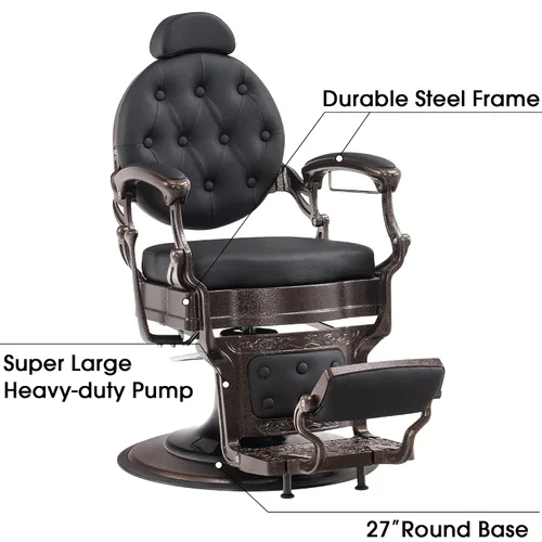 Vista 7 de BarberPub Silla de peluquero resistente, equipo de estilista 2933 (negro)