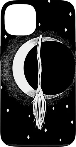 Vista 7 de Funda para iPhone 16 con diseño de luna creciente, escoba de bruja, vintage, Halloween, niñas y mujeres