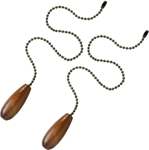Vista 2 de Boao Extensor de cadena de ventilador de techo, 4 piezas, adornos de extensión de cadena de madera para lámpara de techo (color nogal)