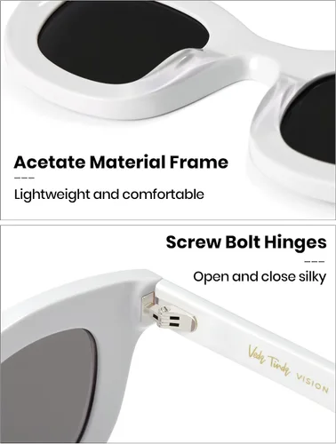 Vista 4 de Veda Tinda Vision Gafas de sol retro para mujer y hombre, gafas de sol de moda, lentes de color, protección UV, C24
