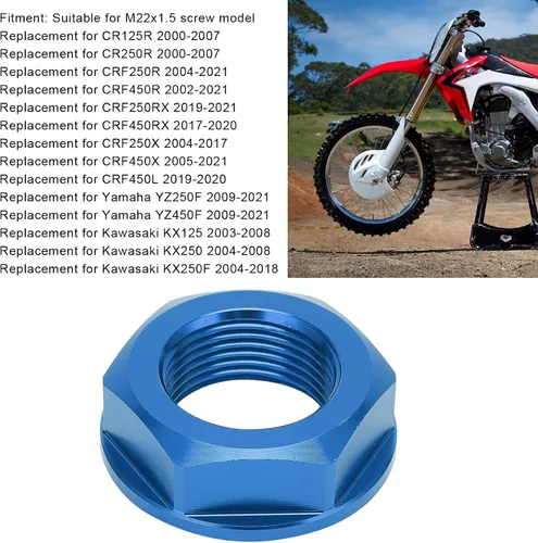 Vista 2 de Fydun M22x1.5 - Tuerca de bloqueo de eje de rueda de aluminio para motocicleta, repuesto para para (azul)