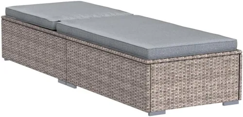 Vista 4 de Patiorama Tumbona para patio al aire libre, elegante silla tumbona reclinable ajustable de ratán para piscina con cojín, mimbre de polietileno gris