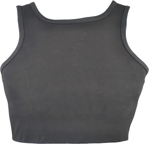 Vista 2 de BaronHong Tomboy Trans Lesbianas Pull On Cierre Pecho Carpeta Corta Tank Top Banda Elástica