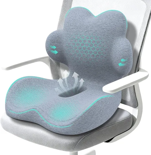Vista 8 de Cojín de asiento de espuma viscoelástica en forma de L con Negro