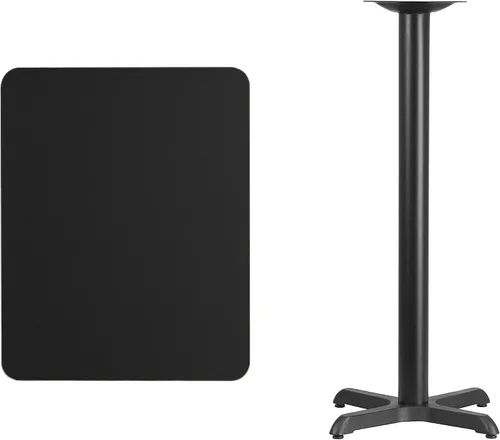 Vista 4 de Flash Furniture Stiles - Mesa rectangular laminada negra de 24 x 30 pulgadas con base de mesa de altura de barra de 22 x 22 pulgadas