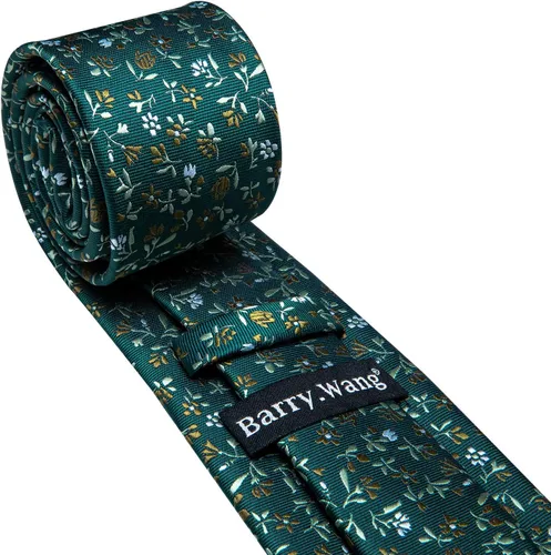 Vista 27 de Barry.Wang Corbatas de seda para hombre, diseño de lunares, gemelos cuadrados de bolsillo, gemelos para negocios, boda