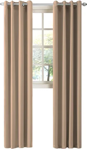 Vista 17 de LA PALMA Cortinas opacas con aislamiento térmico y ojales, para sala de estar, dormitorio, paquete de 2 paneles