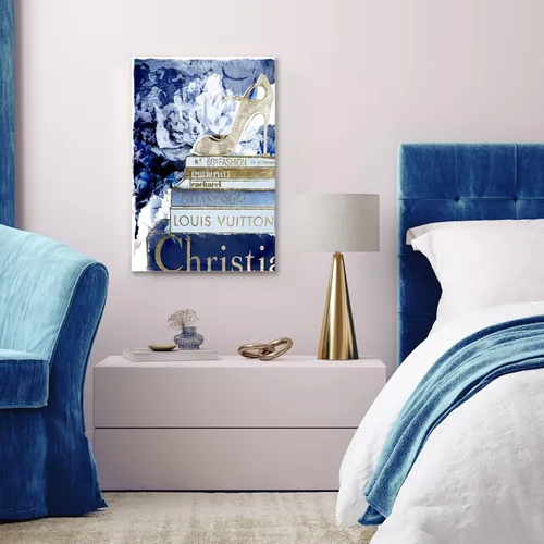 Vista 4 de Wynwood Studio Lienzo decorativo para pared con texto en inglés «What's On My Mind Navy Custom», decoración del hogar, 24 x 36 pulgadas, azul, dorado