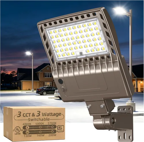 Vista 44 de Soporte de ajuste deslizante de luz de estacionamiento comercial de 320 W Listado UL 48000LM