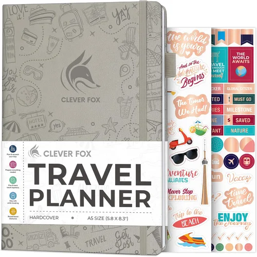 Vista 24 de Clever Fox Bolsillo para diario de viaje, organizador de itinerarios de vacaciones y viajes por carretera, diario de memoria de viaje, cuaderno
