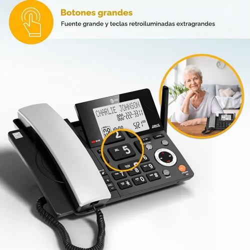 Vista 13 de AT&T DECT 6.0 Teléfono doméstico con cable o inalámbrico con 1 auricular y contestador, bloqueador de llamadas inteligente, identificación