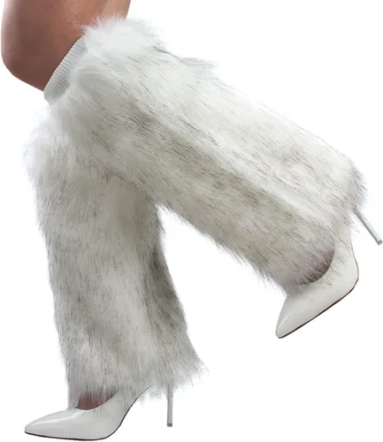 Vista 5 de Calentadores de piernas de piel sintética para mujer, fundas largas y acogedoras para botas
