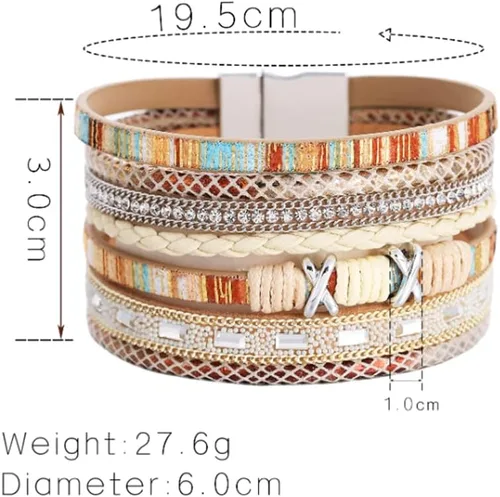 Vista 7 de Pulsera multicapa de cuero Pulsera de señoras cierre de mujer