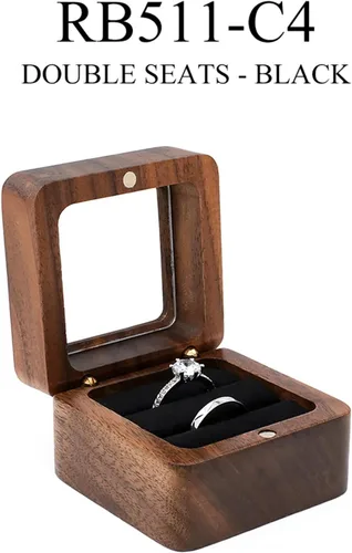 Vista 7 de Caja de madera marrón retro portátil de 7 estilos, pendientes de pecho de joyería, caja de presentación de madera