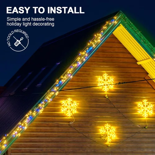 Vista 6 de Ganchos para clips de luces de cadena para exteriores: 25 piezas de clips de cable resistentes con tiras adhesivas impermeables para colgar luces