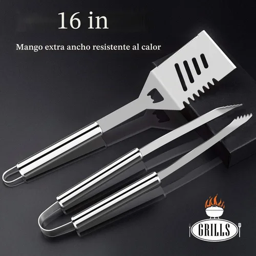 Vista 2 de ROMANTICIST Juego de 26 herramientas de parrilla de acero inoxidable, accesorios de parrilla de alta resistencia, regalos para hombres y papá, kit