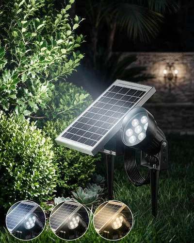 Vista 11 de Ofuray Solar Spot Lights Outdoor, RGB Color Changing, 8 Lighting Modes Gris / Negro