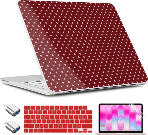 Vista 23 de TWOLSKOO Funda para MacBook Neo de 13 pulgadas 2026 A3404 A18 Pro Chip, funda rígida de plástico con adaptador tipo C, 2 fundas para cámara web