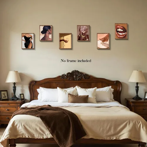 Vista 9 de WIARTSH Black Girl - Juego de 9 lienzos abstractos de mujer afroamericana, arte moderno de melanina de moda para sala de estar, dormitorio