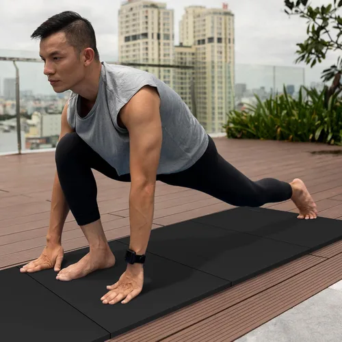 Vista 7 de BalanceFrom 6x4 Feet 4-Panel Folding Gymnastics Mat – 2-Inch Thick Pad with Vinyl Surface and Carrying Handles for Tumbling, Yoga, Pilates, Home
